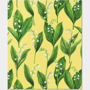 Lily of the valley on buttercup yellow Posters and Art